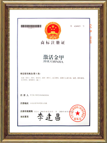 商標(biāo)注冊(cè)證--激活金甲